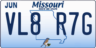 MO license plate VL8R7G