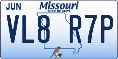 MO license plate VL8R7P