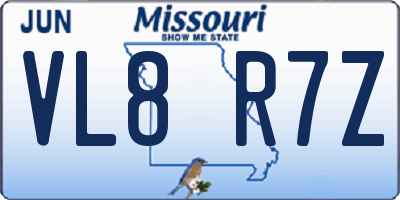 MO license plate VL8R7Z