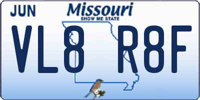 MO license plate VL8R8F