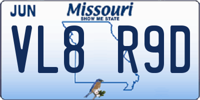 MO license plate VL8R9D