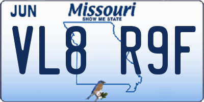 MO license plate VL8R9F