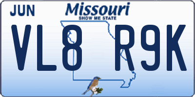 MO license plate VL8R9K