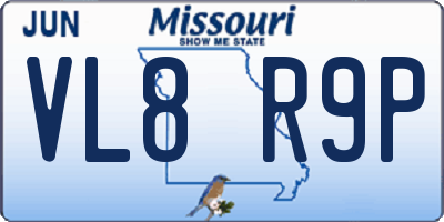 MO license plate VL8R9P