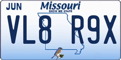 MO license plate VL8R9X