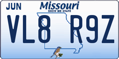 MO license plate VL8R9Z