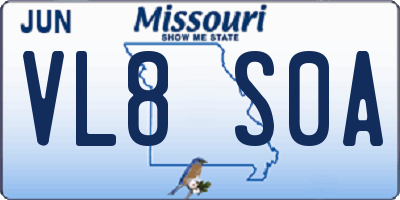 MO license plate VL8S0A