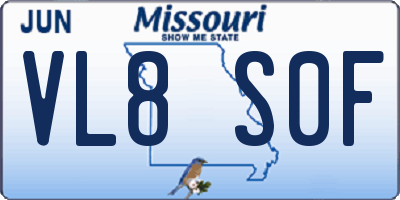 MO license plate VL8S0F