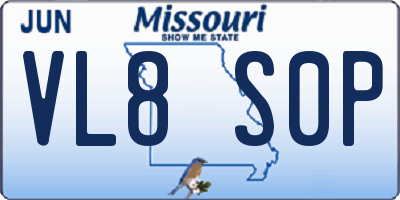 MO license plate VL8S0P