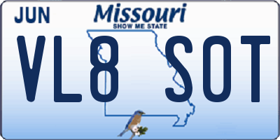 MO license plate VL8S0T