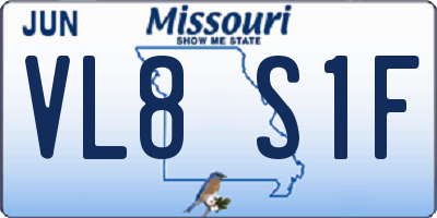 MO license plate VL8S1F