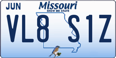 MO license plate VL8S1Z
