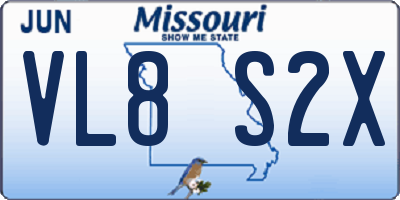 MO license plate VL8S2X