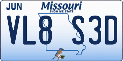 MO license plate VL8S3D