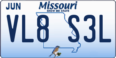 MO license plate VL8S3L