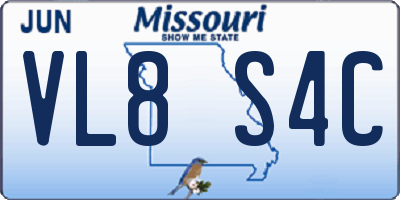 MO license plate VL8S4C