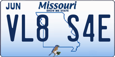 MO license plate VL8S4E