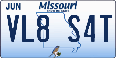 MO license plate VL8S4T