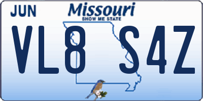 MO license plate VL8S4Z