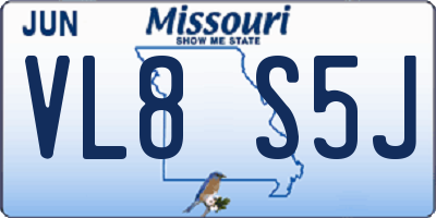 MO license plate VL8S5J