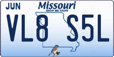MO license plate VL8S5L