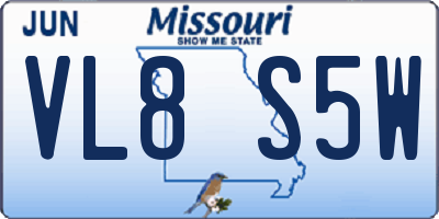 MO license plate VL8S5W
