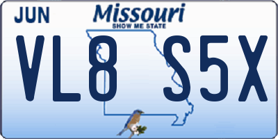 MO license plate VL8S5X