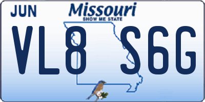 MO license plate VL8S6G