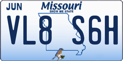 MO license plate VL8S6H