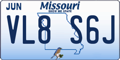 MO license plate VL8S6J