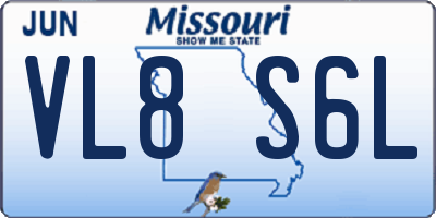 MO license plate VL8S6L