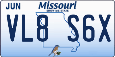 MO license plate VL8S6X