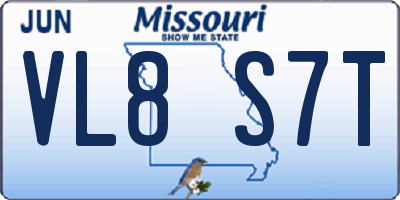 MO license plate VL8S7T