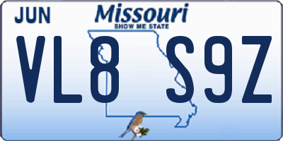 MO license plate VL8S9Z