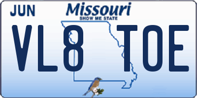 MO license plate VL8T0E