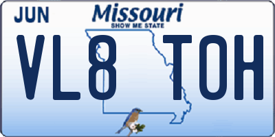 MO license plate VL8T0H