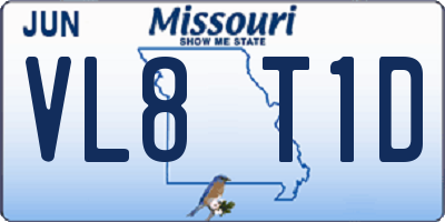 MO license plate VL8T1D