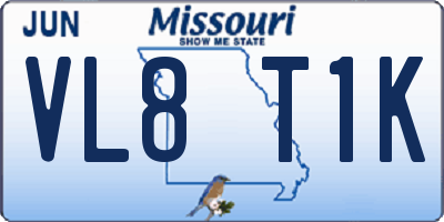 MO license plate VL8T1K