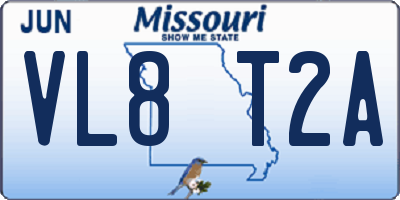 MO license plate VL8T2A