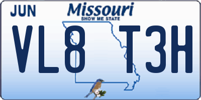 MO license plate VL8T3H