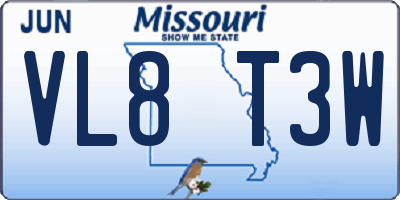 MO license plate VL8T3W