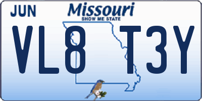 MO license plate VL8T3Y