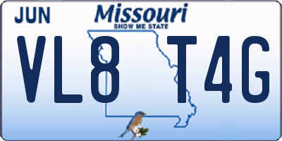MO license plate VL8T4G