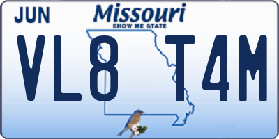 MO license plate VL8T4M