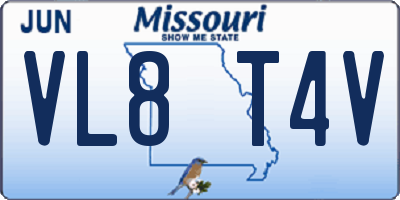 MO license plate VL8T4V