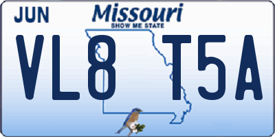 MO license plate VL8T5A
