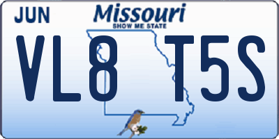 MO license plate VL8T5S