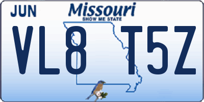 MO license plate VL8T5Z