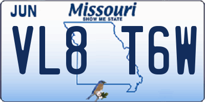 MO license plate VL8T6W