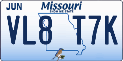MO license plate VL8T7K